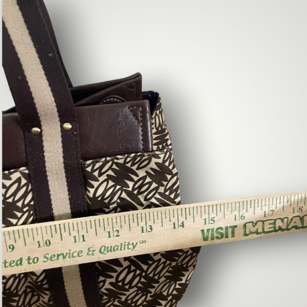 Tommy Hilfiger Tote Bag Medium Brown Canvas Satchel Classic Designer Old Money - Picture 5 of 10